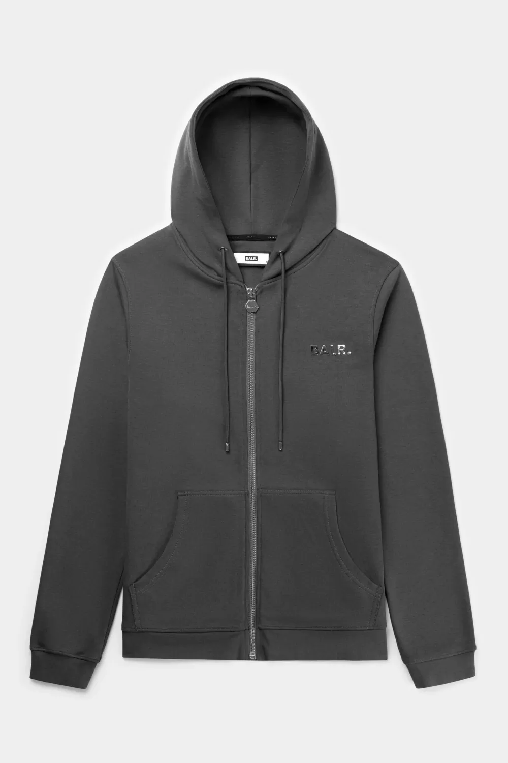 BALR. Q-Series Straight Zip Thru Hoodie Renewed Asphalt Clearance